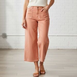 Wrap London Dusty Pink High Waist Wide-Leg Jeans Size 14